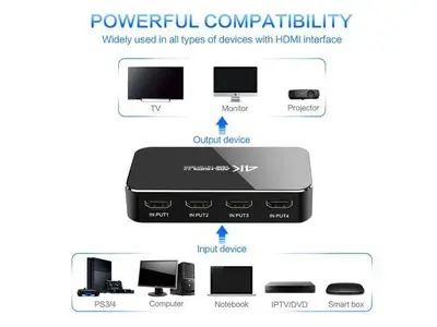 4K HDMI 2.0 Switch Splitter, 4-In 1-Out with Audio Extractor and ARC photo 3