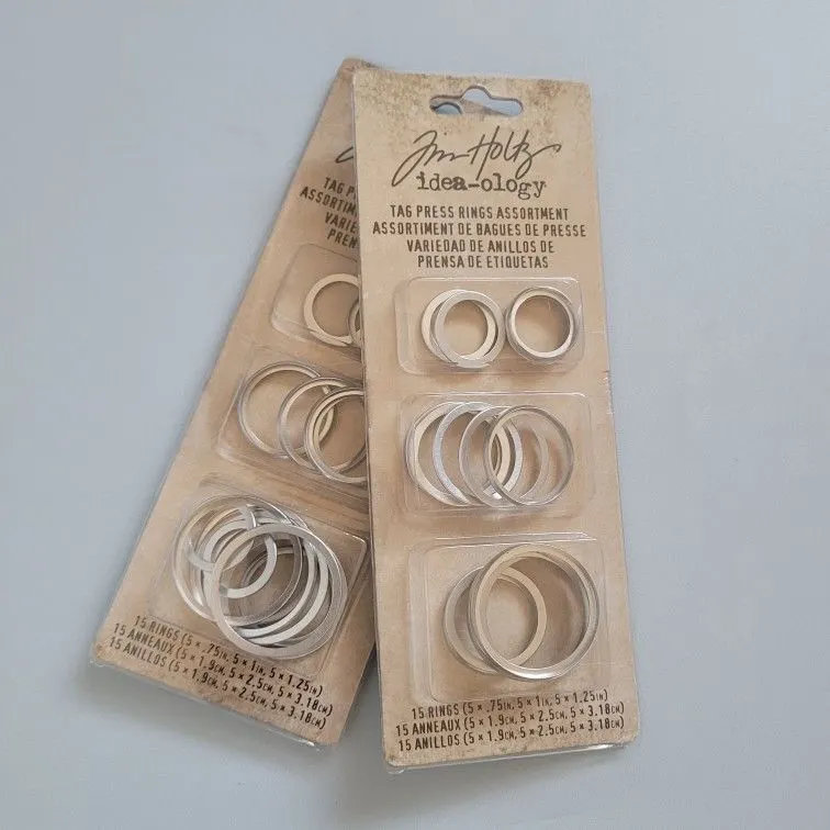 Tim Holtz Tag Press Rings, Assorted, 15 per Pack (2 Packs)