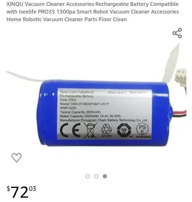 Replacement Battery for Iseelife PRO3S Vacuum photo 3