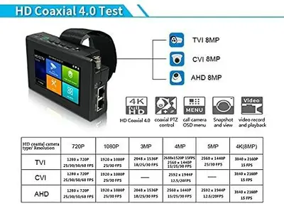 EVERSECU 5-in-1 CCTV Tester with 4" Touch Screen, up to 4K IP photo 3