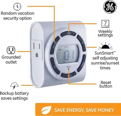 GE SunSmart 7-Day Programmable 2-Outlet Plug-In Timer photo 5