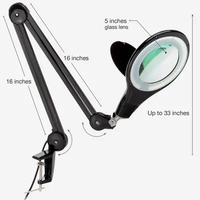 5-Diopter Magnifier Lamp with Bench Clamp photo 1