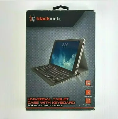 Blackweb Universal 7-8" Folio Keyboard Tablet Case
