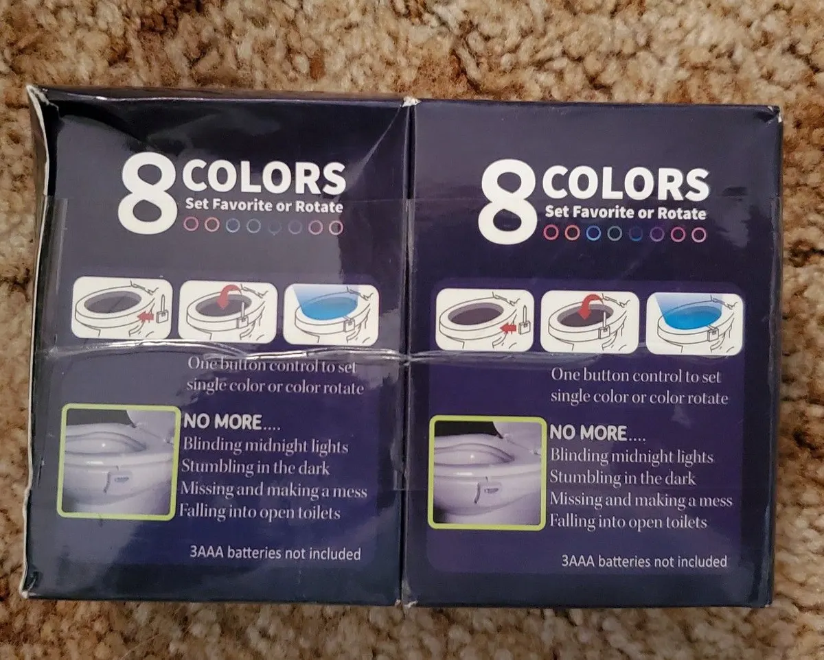 Toilet Night Lights, 2-Pack, 8 Colors