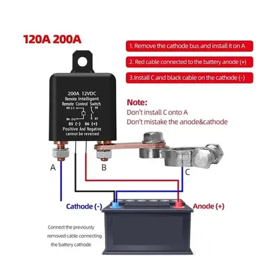200A 12V Wireless Remote Battery Disconnect Switch photo 2