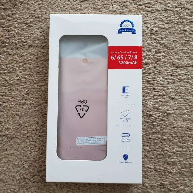 Shock-Proof 3200mAh Battery Case for iPhone 6/7/8 Plus, Rose Gold