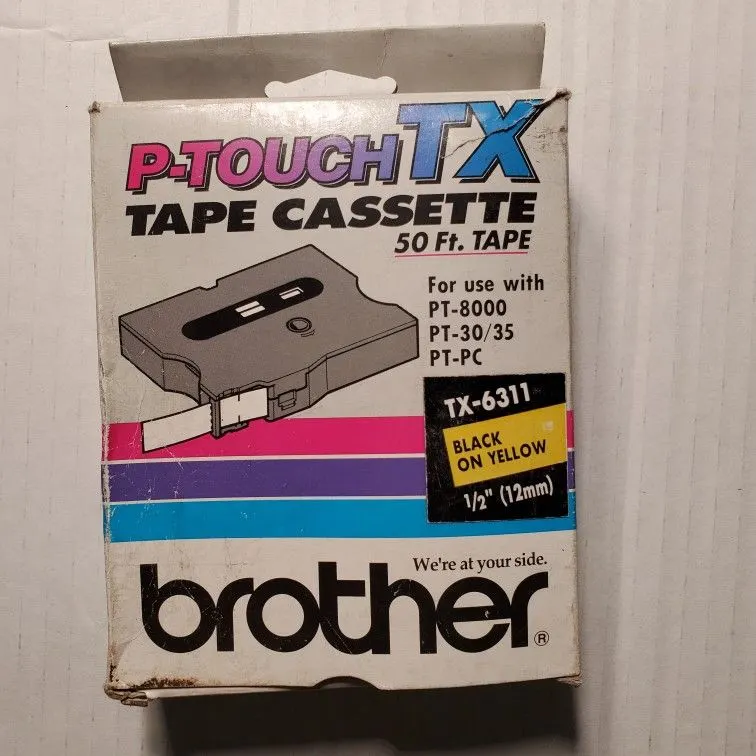 Brother TX-6311 12mm Black on Yellow P-touch Tape