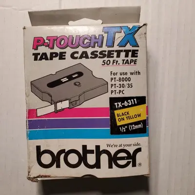 Brother TX-6311 12mm Black on Yellow P-touch Tape