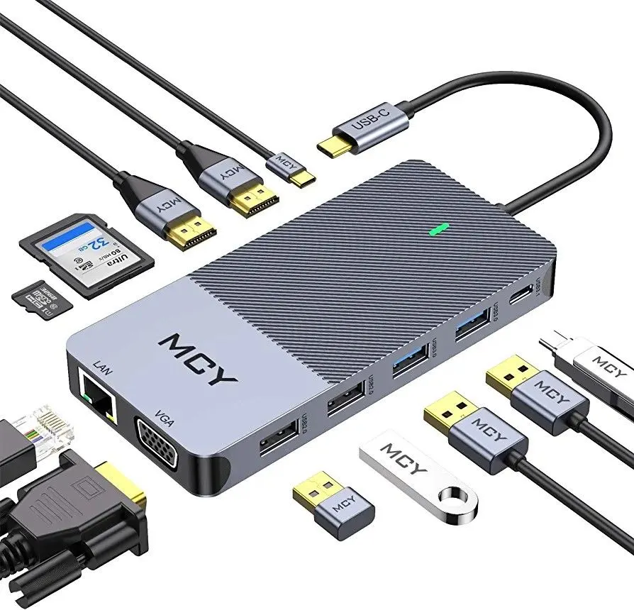 MCY 12-in-1 USB-C Triple Display Laptop Docking Station