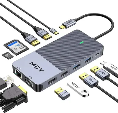 MCY 12-in-1 USB-C Triple Display Laptop Docking Station
