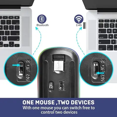 COO LED Slim Mouse, Bluetooth 5.1 and 2.4G, 3 Adjustable DPI photo 5