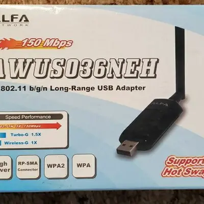 Alfa AWUSO36NEH WiFi Adapter with Suction Cup Mount and U-Mount