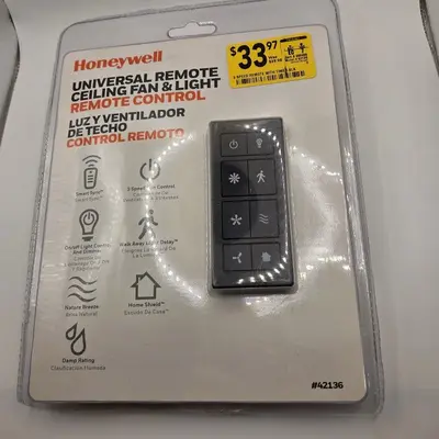 Honeywell Universal 3-Speed Ceiling Fan and Light Remote with Receiver