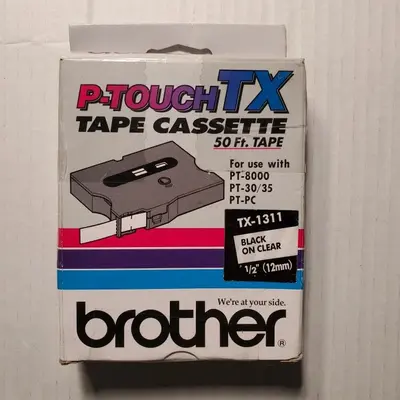 Brother TX-1311 13mm Black on Clear P-touch Tape