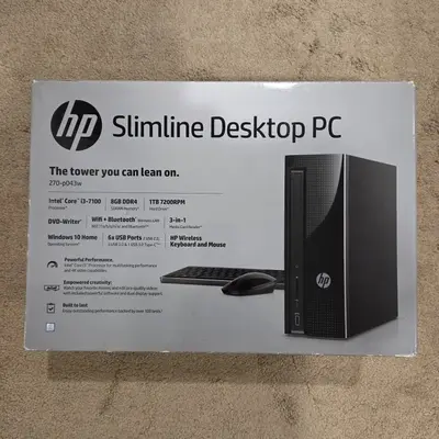 HP Slimline 270-p043w Desktop PC, Core i3-7100, 8GB, 1TB
