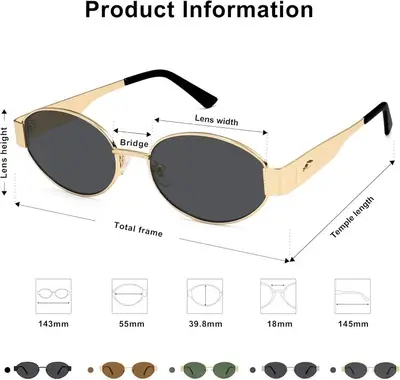 Retro Oval Sunglasses for Women, UV400, SJ1217 photo 5