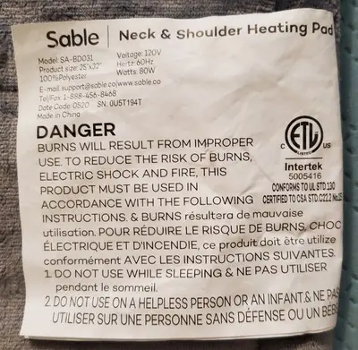 XXL Electric Heating Pad for Neck, Shoulders and Back, 6 Heat Levels photo 3
