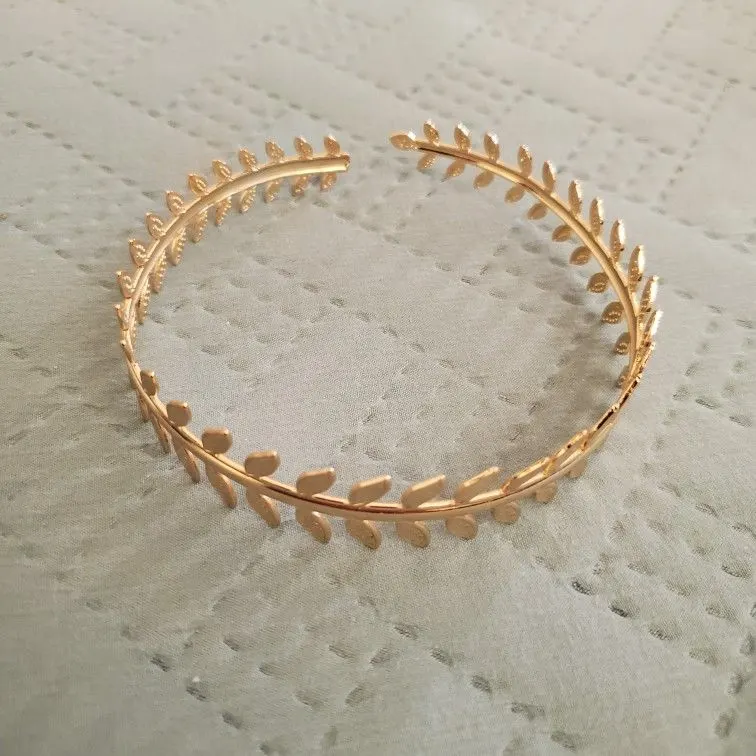 Gold Leaf Branch Upper Arm Cuff Bracelets, 2 Pieces