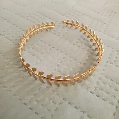 Gold Leaf Branch Upper Arm Cuff Bracelets, 2 Pieces