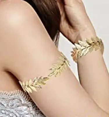 Gold Leaf Branch Upper Arm Cuff Bracelets, 2 Pieces photo 4