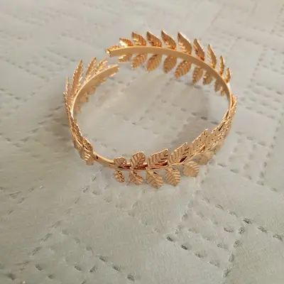 Gold Leaf Branch Upper Arm Cuff Bracelets, 2 Pieces photo 2