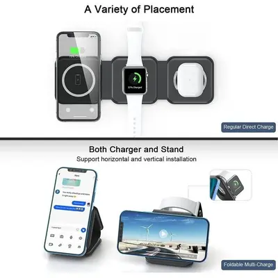 3-in-1 Foldable Magnetic Wireless Charging Pad for Travel photo 2