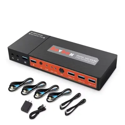 2-In 2-Out Dual Monitor KVM Switch, 4K 60Hz with Audio photo 4
