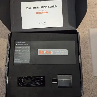 2-In 2-Out Dual Monitor KVM Switch, 4K 60Hz with Audio