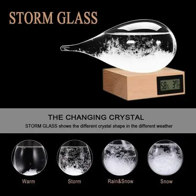 Storm Glass Weather Forecaster, Drop-Shaped Desktop Decor, 9 in photo 6