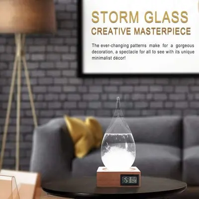 Storm Glass Weather Forecaster, Drop-Shaped Desktop Decor, 9 in photo 9