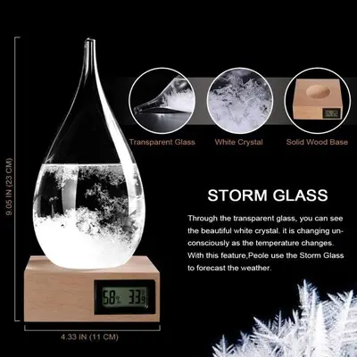 Storm Glass Weather Forecaster, Drop-Shaped Desktop Decor, 9 in photo 7