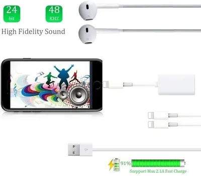 Dual Lightning Splitter for iPhone: Headphone Audio plus Charging photo 5