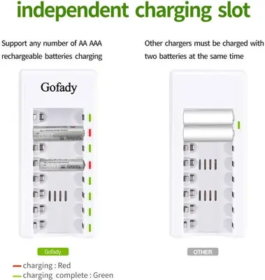 Gofady GO-G01 8-Bay Smart Fast Charger for AA/AAA Ni-MH/Ni-Cd photo 7