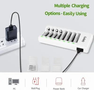 Gofady GO-G01 8-Bay Smart Fast Charger for AA/AAA Ni-MH/Ni-Cd photo 8