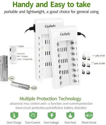 Gofady GO-G01 8-Bay Smart Fast Charger for AA/AAA Ni-MH/Ni-Cd photo 5