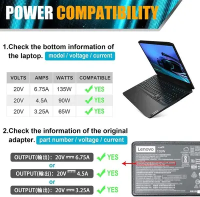 20V 6.75A 135W AC Adapter for Lenovo IdeaPad Y40-70, Y50-70 photo 4
