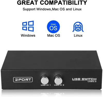 2-Port USB 2.0 Manual Printer Sharing Switch photo 6