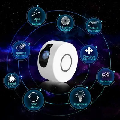 3-in-1 Starry Sky LED Projection Lamp with Stars and Moon photo 4