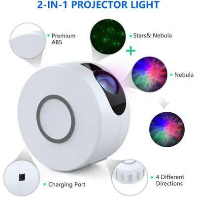 3-in-1 Starry Sky LED Projection Lamp with Stars and Moon