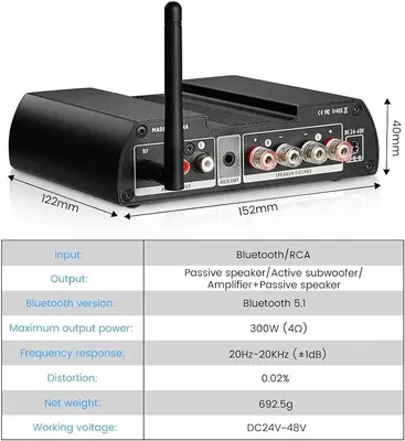 AIYIMA A08 Pro TPA3255 Bluetooth 5.1 Power Amplifier, 300W+300W photo 3