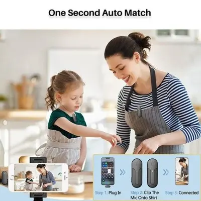 Dual Wireless Lavalier Microphones with Noise Reduction, USB-C/Lightning photo 7