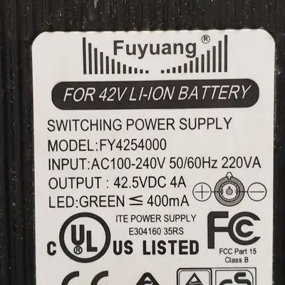 Fuyuang 42.5V 4A Charger for 42V Li-Ion Batteries, YF-24 Connector photo 2