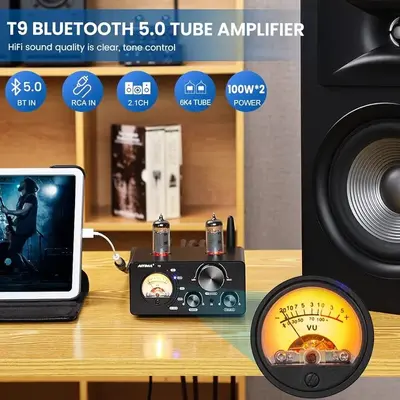 AIYIMA T9 100W x2 Bluetooth Class D Tube Stereo Amplifier photo 6