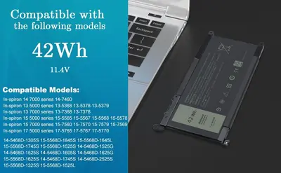WDXOR 42Wh 11.4V Battery for Dell Inspiron 13 and 15 Series photo 2