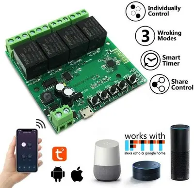 4-Channel WiFi Smart Switch Relay Module, Tuya/Smart Life photo 11