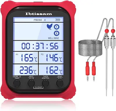 Dual-Probe Digital Grill and Meat Thermometer with Timer, 3.6" LCD photo 3
