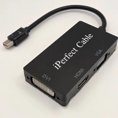 iPerfect 3-in-1 Mini DisplayPort to HDMI/VGA/DVI Adapter