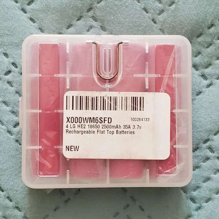 LG HE2 18650 2500mAh 35A Flat-Top Batteries, 4-Pack