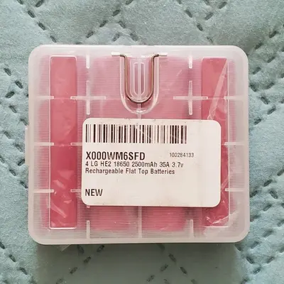LG HE2 18650 2500mAh 35A Flat-Top Batteries, 4-Pack
