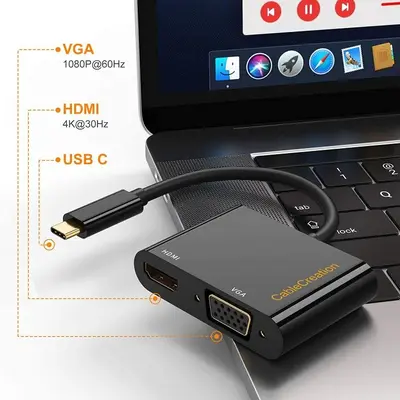 CableCreation USB-C to Dual HDMI and VGA Splitter Adapter photo 5